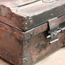 Load image into Gallery viewer, Antique Metal Steamer Trunk Jones Bros Wolverhampton Bound Chest. B12969
