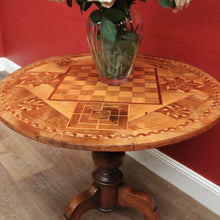 Load image into Gallery viewer, German Biedermeier Chess Table – Inlaid Tilt-Top, Walnut &amp; Cherrywood. B12575
