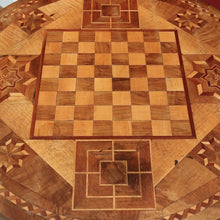 Load image into Gallery viewer, German Biedermeier Chess Table – Inlaid Tilt-Top, Walnut &amp; Cherrywood. B12575
