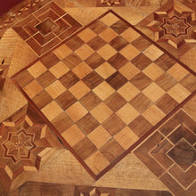 Load image into Gallery viewer, German Biedermeier Chess Table – Inlaid Tilt-Top, Walnut &amp; Cherrywood. B12575
