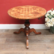 Load image into Gallery viewer, German Biedermeier Chess Table – Inlaid Tilt-Top, Walnut &amp; Cherrywood. B12575

