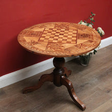 Load image into Gallery viewer, German Biedermeier Chess Table – Inlaid Tilt-Top, Walnut &amp; Cherrywood. B12575
