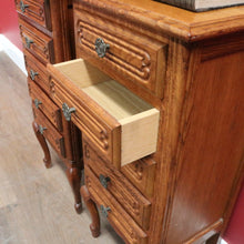 Load image into Gallery viewer, Pair Vintage French Oak Bedside Cabinets Five Drawer Cabriole Legs. B12810
