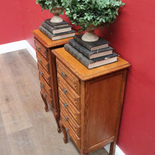Load image into Gallery viewer, Pair Vintage French Oak Bedside Cabinets Five Drawer Cabriole Legs. B12810
