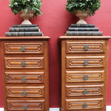 Load image into Gallery viewer, Pair Vintage French Oak Bedside Cabinets Five Drawer Cabriole Legs. B12810
