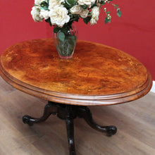 Load image into Gallery viewer, Antique Burr Walnut Centre Table Birdcage Base Marquetry Top. B12979
