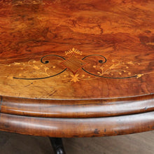 Load image into Gallery viewer, Antique Burr Walnut Centre Table Birdcage Base Marquetry Top. B12979
