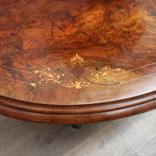 Load image into Gallery viewer, Antique Burr Walnut Centre Table Birdcage Base Marquetry Top. B12979

