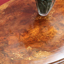 Load image into Gallery viewer, Antique Burr Walnut Centre Table Birdcage Base Marquetry Top. B12979
