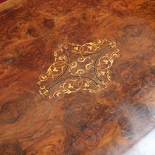 Load image into Gallery viewer, Antique Burr Walnut Centre Table Birdcage Base Marquetry Top. B12979

