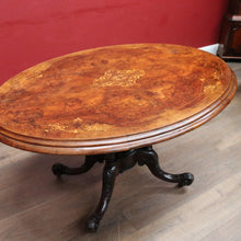 Load image into Gallery viewer, Antique Burr Walnut Centre Table Birdcage Base Marquetry Top. B12979
