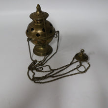 Load image into Gallery viewer, x SOLD Antique French Brass Thurible Censer – Quatrefoil Motifs, Wonderful aged Patina. B12396
