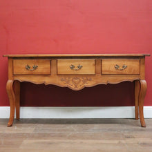 Load image into Gallery viewer, x SOLD French Elm Three-Drawer Hall Table or Console Table with Brass Handles. B12151
