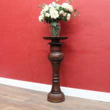 Load image into Gallery viewer, SOLD Vintage Mahogany Plant or Statue Stand Pedestal Carved Leaf Detail. B12986
