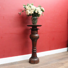 Load image into Gallery viewer, SOLD Vintage Mahogany Plant or Statue Stand Pedestal Carved Leaf Detail. B12986
