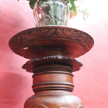 Load image into Gallery viewer, SOLD Vintage Mahogany Plant or Statue Stand Pedestal Carved Leaf Detail. B12986
