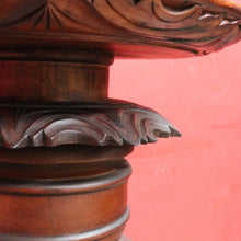 Load image into Gallery viewer, SOLD Vintage Mahogany Plant or Statue Stand Pedestal Carved Leaf Detail. B12986
