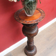 Load image into Gallery viewer, SOLD Vintage Mahogany Plant or Statue Stand Pedestal Carved Leaf Detail. B12986

