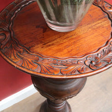 Load image into Gallery viewer, SOLD Vintage Mahogany Plant or Statue Stand Pedestal Carved Leaf Detail. B12986
