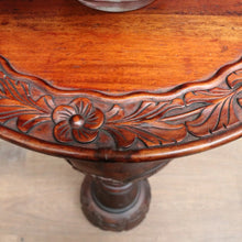 Load image into Gallery viewer, SOLD Vintage Mahogany Plant or Statue Stand Pedestal Carved Leaf Detail. B12986
