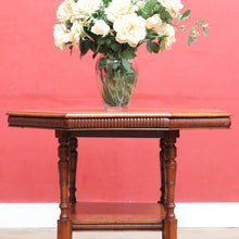 Load image into Gallery viewer, Antique Mahogany Occasional Table Hexagon Top Tier Base c1920. B12989
