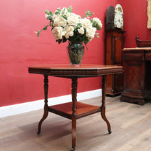 Load image into Gallery viewer, Antique Mahogany Occasional Table Hexagon Top Tier Base c1920. B12989
