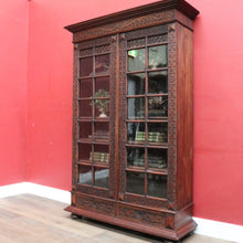 Load image into Gallery viewer, x SOLD Antique Bookcase Cabinet Astragal Glass Doors Carved Detail. B12982
