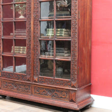 Load image into Gallery viewer, x SOLD Antique Bookcase Cabinet Astragal Glass Doors Carved Detail. B12982

