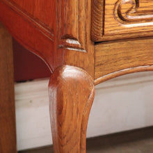 Load image into Gallery viewer, French Oak Bedside Chest Three Drawers Brass Handles Vintage. B12805
