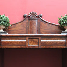 Load image into Gallery viewer, Antique English Twin Pedestal Sideboard Scrolled Backboard c1830. B12987
