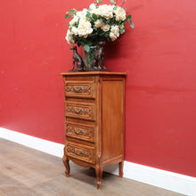 Load image into Gallery viewer, French Oak Four Drawer Chest Cabriole Legs Brass Handles Vintage. B12997
