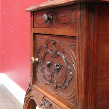 Load image into Gallery viewer, Antique French Walnut Bedside Table with Marble Top B12998
