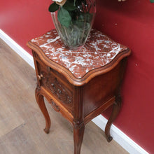 Load image into Gallery viewer, Antique French Walnut Bedside Table with Marble Top B12998
