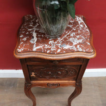 Load image into Gallery viewer, Antique French Walnut Bedside Table with Marble Top B12998

