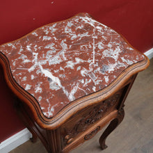 Load image into Gallery viewer, Antique French Walnut Bedside Table with Marble Top B12998
