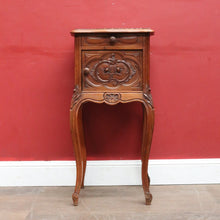 Load image into Gallery viewer, Antique French Walnut Bedside Table with Marble Top B12998
