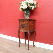 Load image into Gallery viewer, Antique French Walnut Bedside Table with Marble Top with Single Door and Drawer B12999
