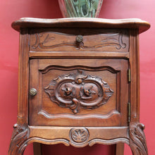 Load image into Gallery viewer, Antique French Walnut Bedside Table with Marble Top with Single Door and Drawer B12999
