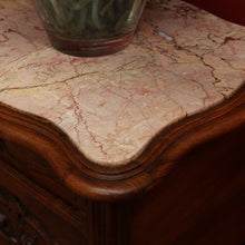 Load image into Gallery viewer, Antique French Walnut Bedside Table with Marble Top with Single Door and Drawer B12999
