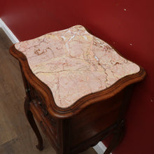 Load image into Gallery viewer, Antique French Walnut Bedside Table with Marble Top with Single Door and Drawer B12999

