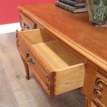 Load image into Gallery viewer, x SOLD Antique French Oak Dressing Table Tri Fold Mirror Cabriole Legs. B12723
