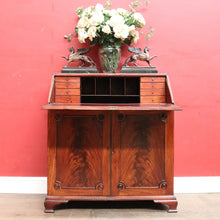Load image into Gallery viewer, Antique English Mahogany Drop Front Bureau Desk Cupboard c1870. B12983
