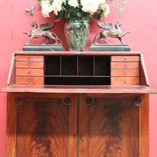 Load image into Gallery viewer, Antique English Mahogany Drop Front Bureau Desk Cupboard c1870. B12983

