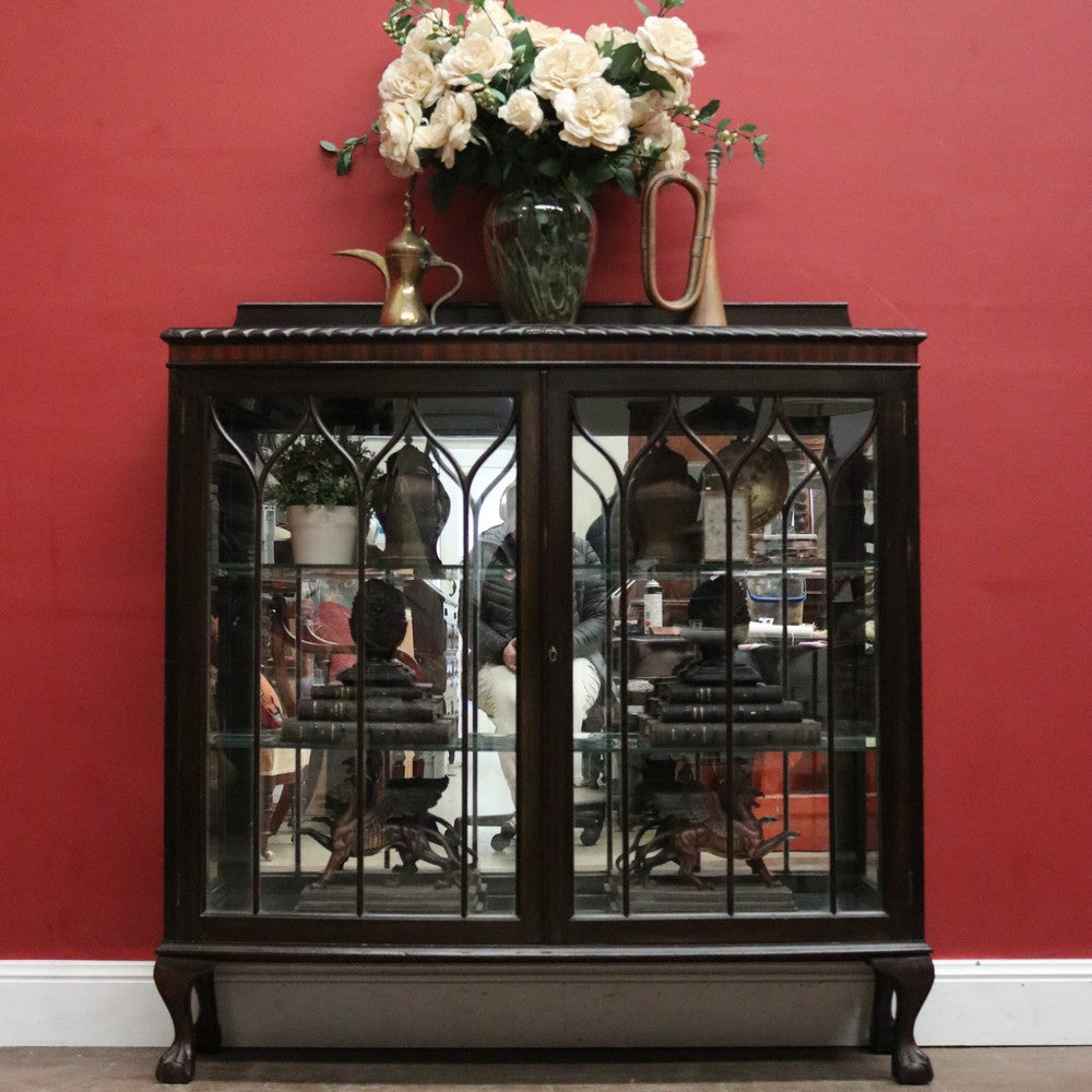 Antique English Mahogany China Cabinet – Curved Astragal Doors. B12579