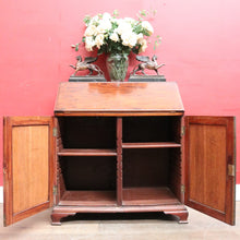 Load image into Gallery viewer, Antique English Mahogany Drop Front Bureau Desk Cupboard c1870. B12983

