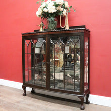 Load image into Gallery viewer, Antique English Mahogany China Cabinet – Curved Astragal Doors. B12579
