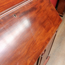 Load image into Gallery viewer, Antique English Mahogany Drop Front Bureau Desk Cupboard c1870. B12983
