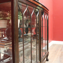 Load image into Gallery viewer, Antique English Mahogany China Cabinet – Curved Astragal Doors. B12579
