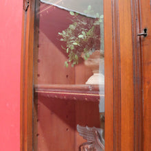 Load image into Gallery viewer, Antique Pine Bookcase Glass Doors Drawers, Leather Fronted Shelves. B12980
