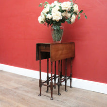 Load image into Gallery viewer, Antique English Mahogany Gate-Leg Table – Turned Bamboo-Inspired Legs. B12580
